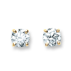 18ct Yellow Gold 1.00ct Claw Set Diamond Stud Earrings